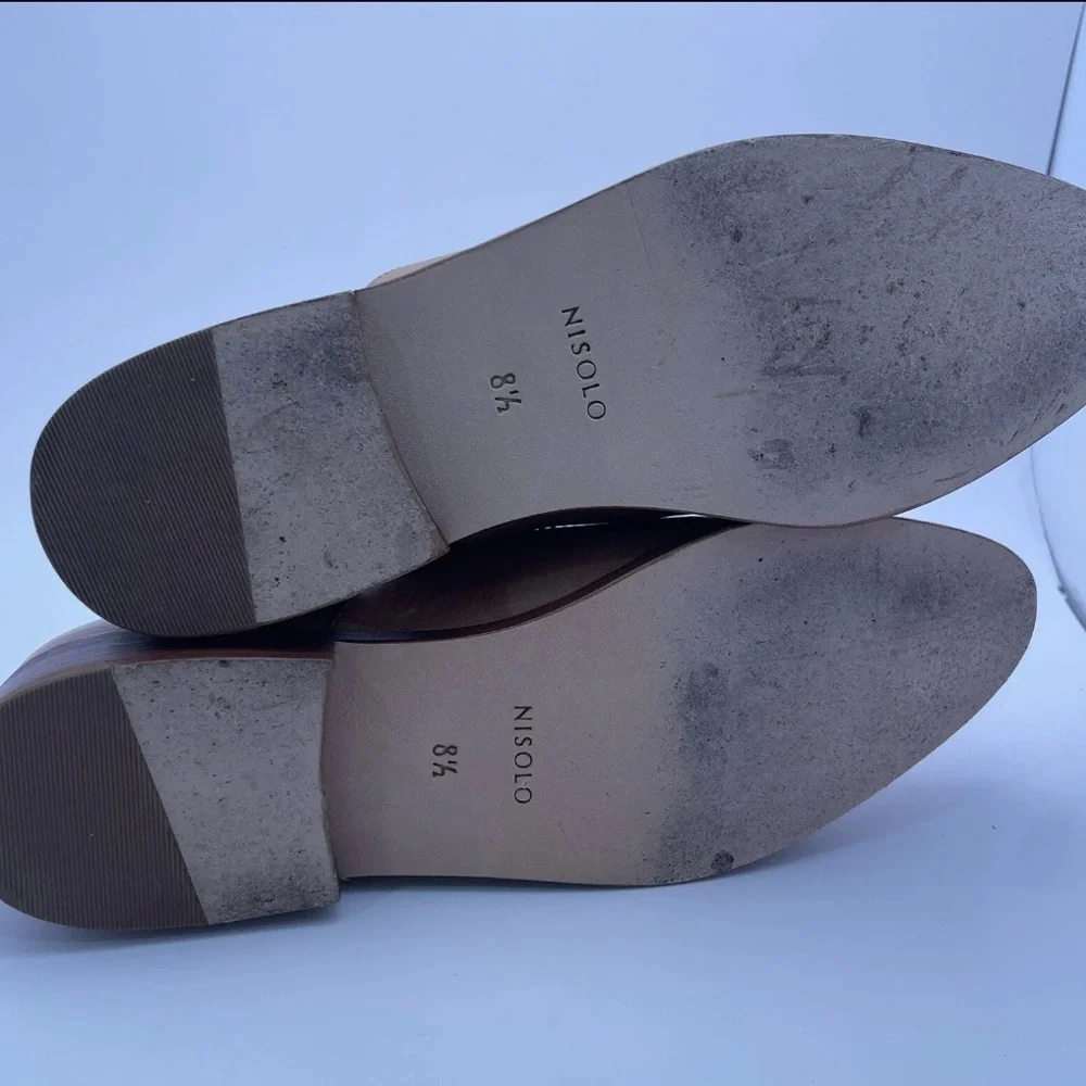 Nisolo Emma d'Orsay Oxford Flats Almond Leather Women’s Size 8.5‎